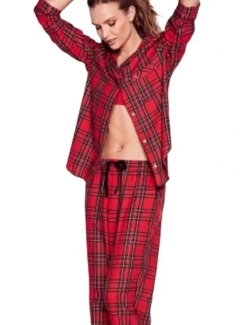 Victoria's Secret Red Plaid Cotton Pajama Set
